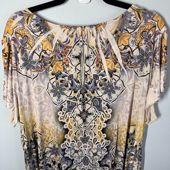 Y2K World Unity Women Embroidered Beaded Blouse 3X Boho Hippie Fairy Whimsy Goth - Picture 6 of 12